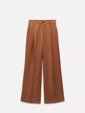 Zara flowy pleated pant, toffee, sz small